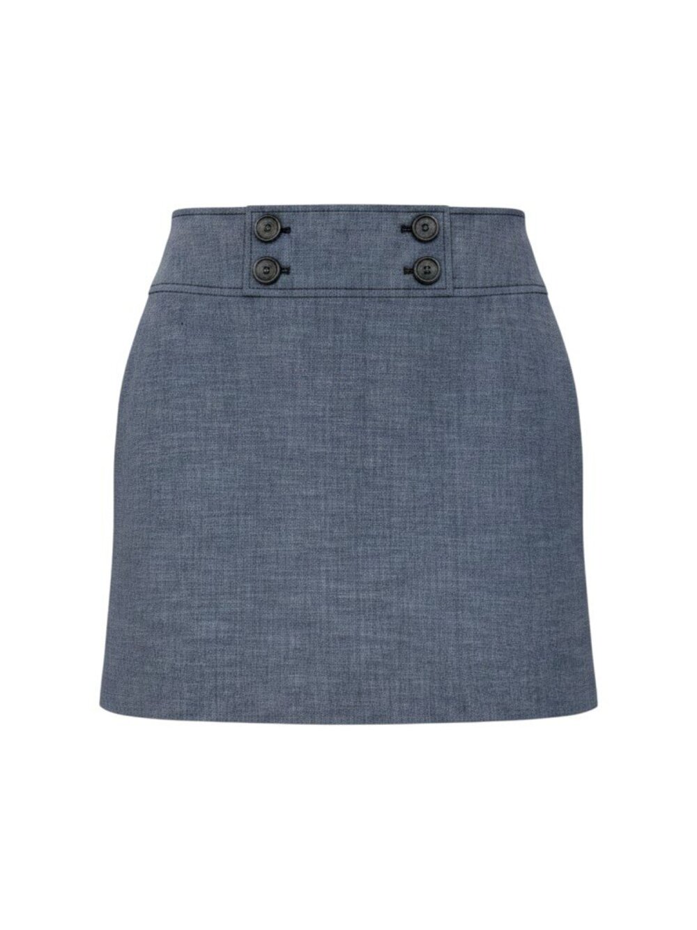 LOFT Petites Women's 12P Sailor Button Skirt Blue Heathered Tweed Linen Look EUC